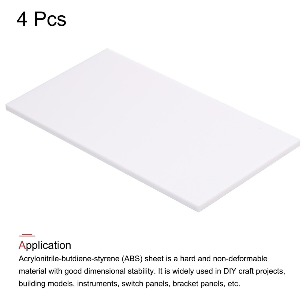 ABS Plastic Sheet 7" x 4" x 0.2" ABS Styrene Sheets White 4 Pcs