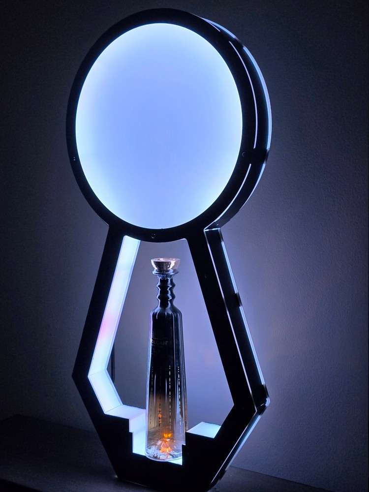 LED Bottle Presenter Display Glorifier. Rechargeable & Wireless. Add your Logo