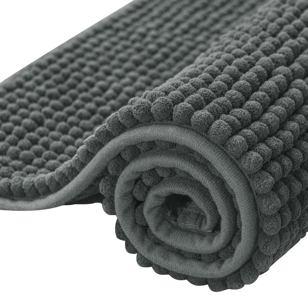 SUBRTEX Bathroom Rugs Chenille Bath Rug Soft 1'4" x 2' (Rectangular), Grey