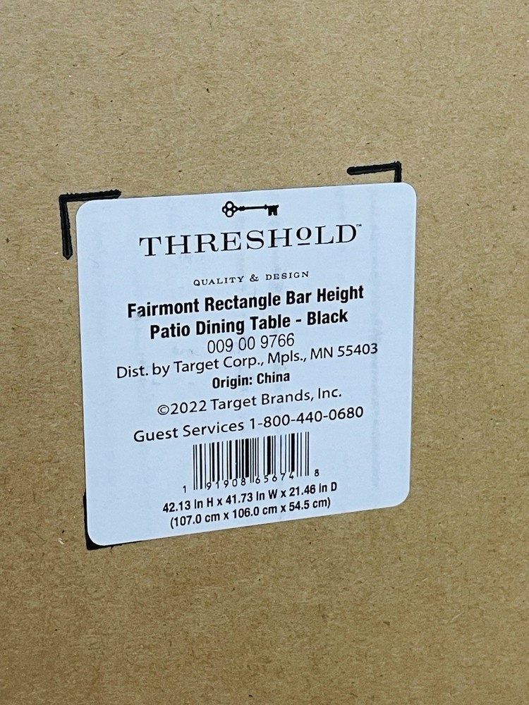 Threshold Outdoor Fairmont Rectangular Bar Height Patio Table Black 42” High