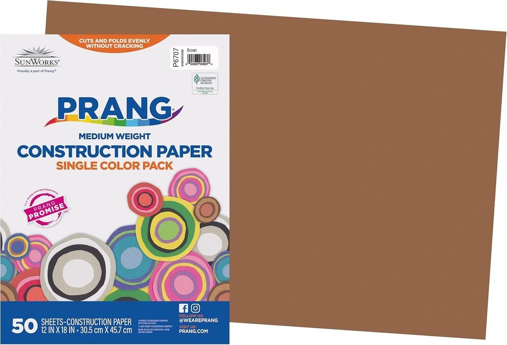 Multi-Use Brown Construction Paper, 50 Sheets, 12" x 18" for Creative Projects