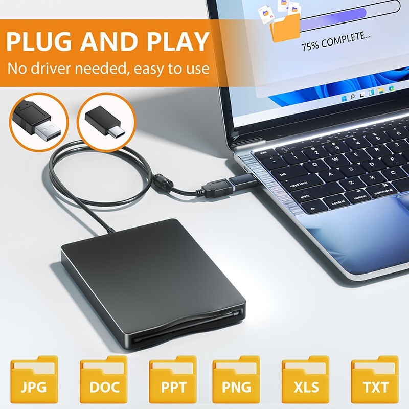 External 3.5" 144MB Floppy Disk Drive Portable USB Floppy Reader