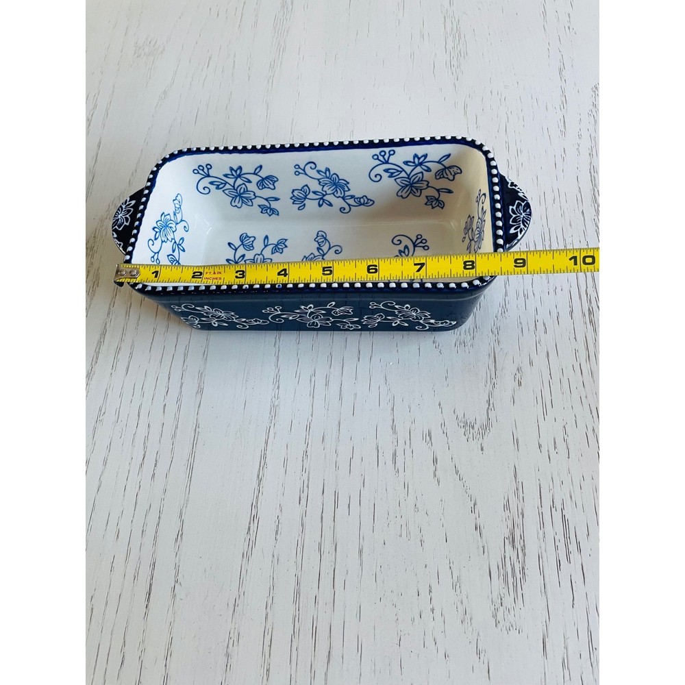 Temp-Tations by Tara Floral Lace Ceramic Loaf Baking Pan Rectangular 8.5x4.5x3