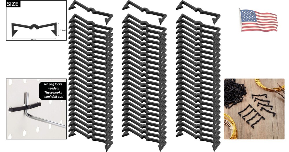 200 Count Black Plastic Pegboard Clip Locks - Effortless Organization Solution