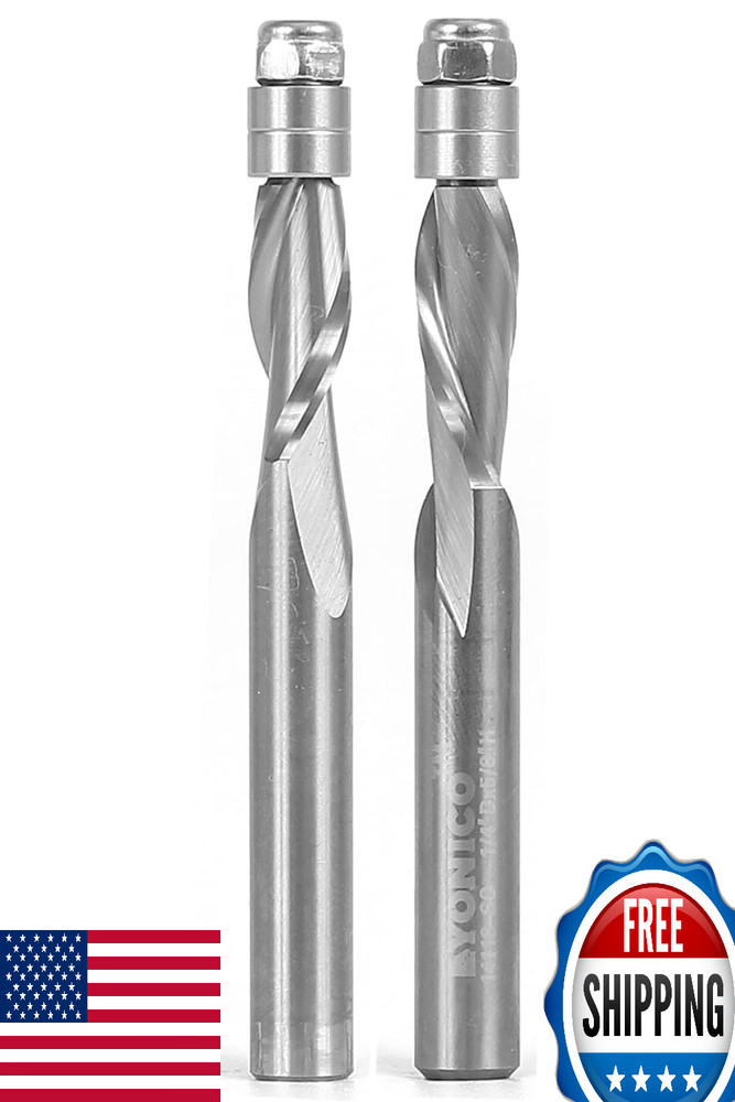 YONICO Solid Carbide Flush Trim Router Bit Spiral Set 1/4" Shank 5/8" Cut