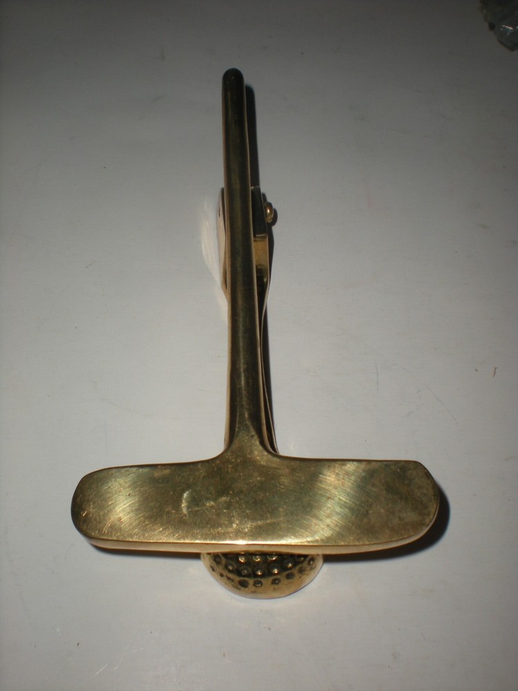 vtg Solid Brass Golf Ball Putter DOOR KNOCKER Hardware man cave decor