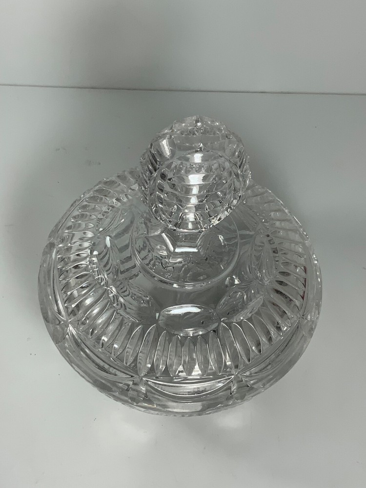 Vintage Cut Crystal Drape Pattern Candy Dish & Lid 8 in.