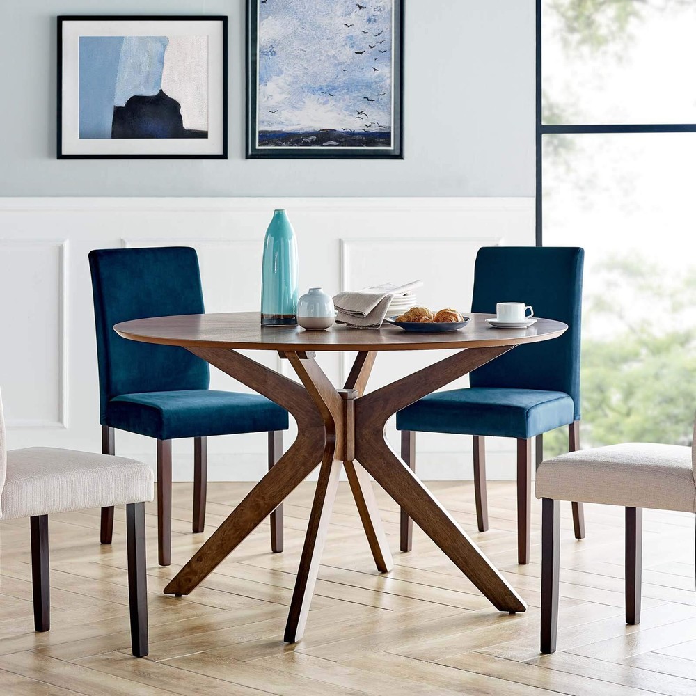 Modway Crossroads 47" Round Wood Dining Table Walnut