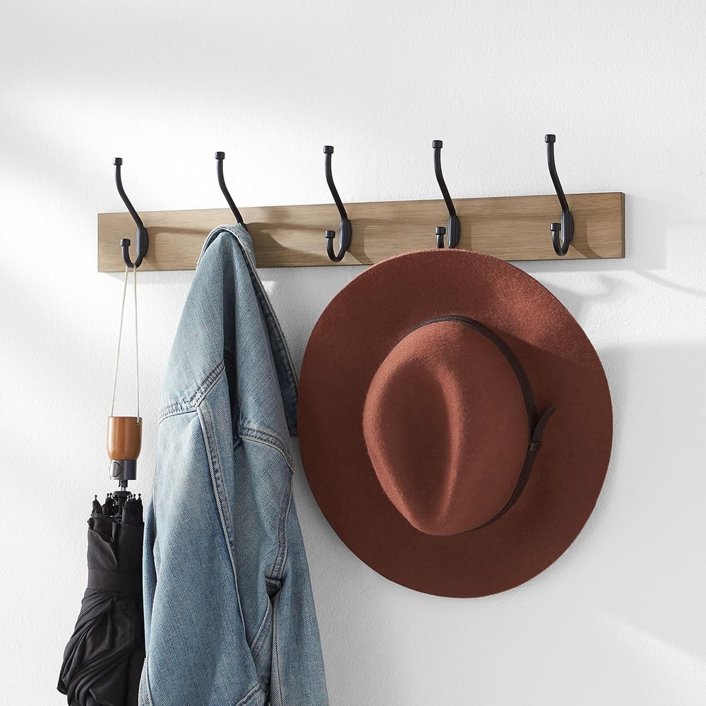 Rectangular Farmhouse Wall-Mounted Coat Rack Entryway & Bedroom Storage