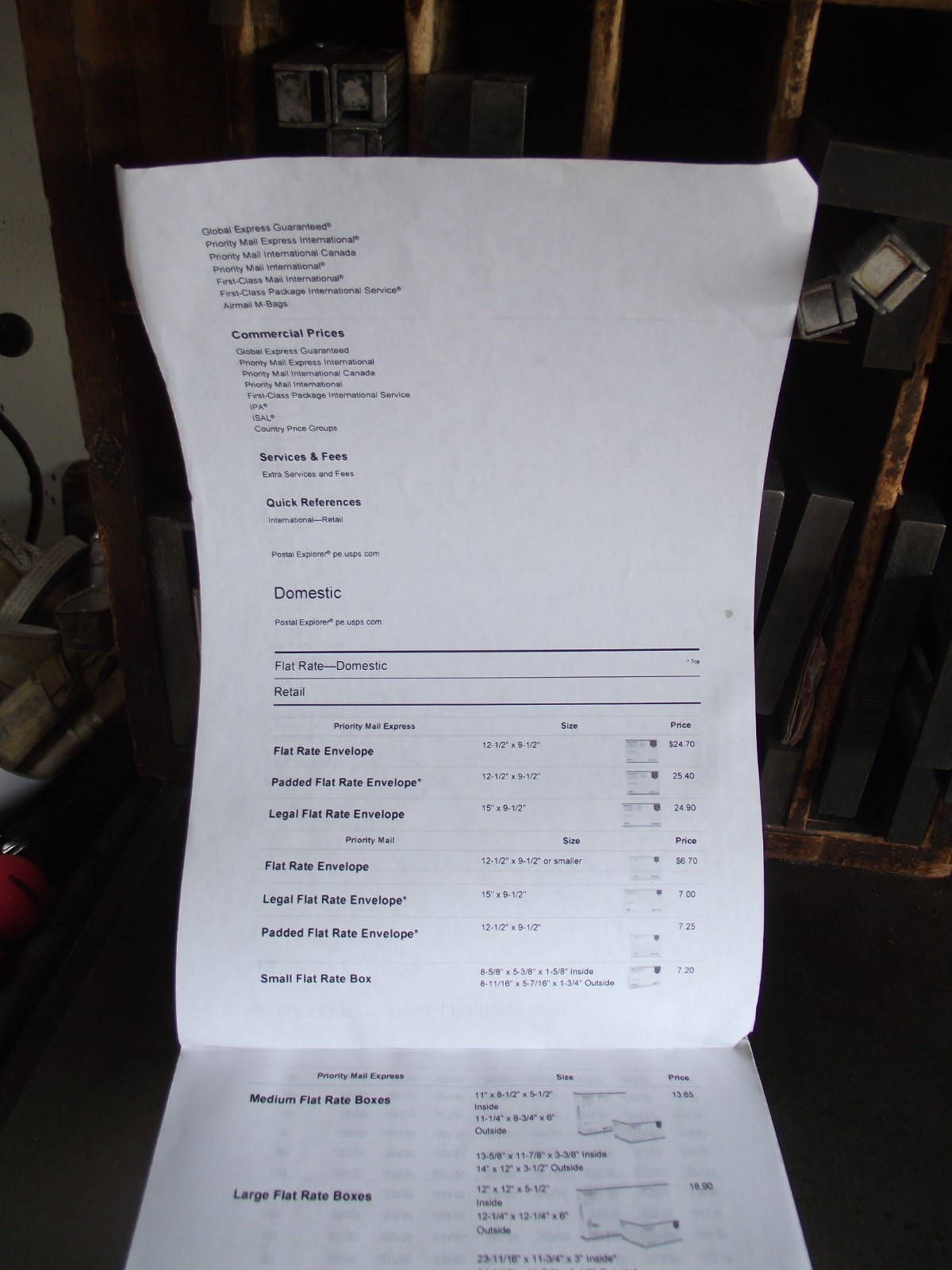 USPS Printed Postal Explorer Price List Notice 123 - 1/21/2018 - 124 Legal Pages