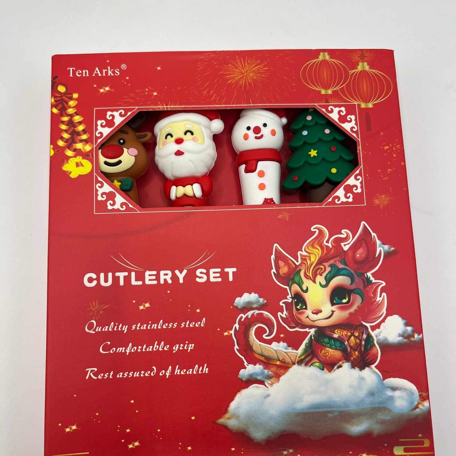 Cartoon Christmas Spoon & Fruit Fork Set - Christmas Gift / New Year Gift