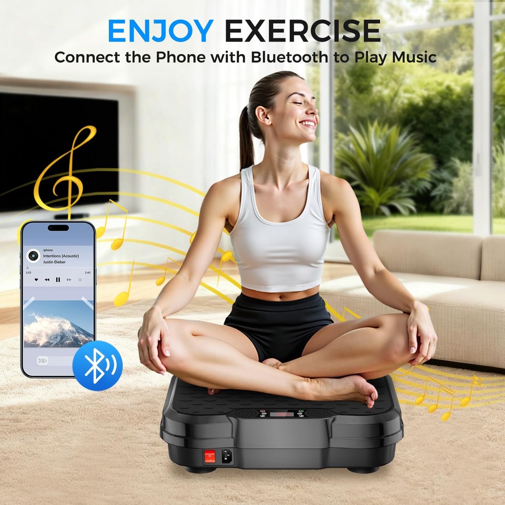 Vibration Plate Exercise Machine,Vibration for Lymphatic Drainage Black