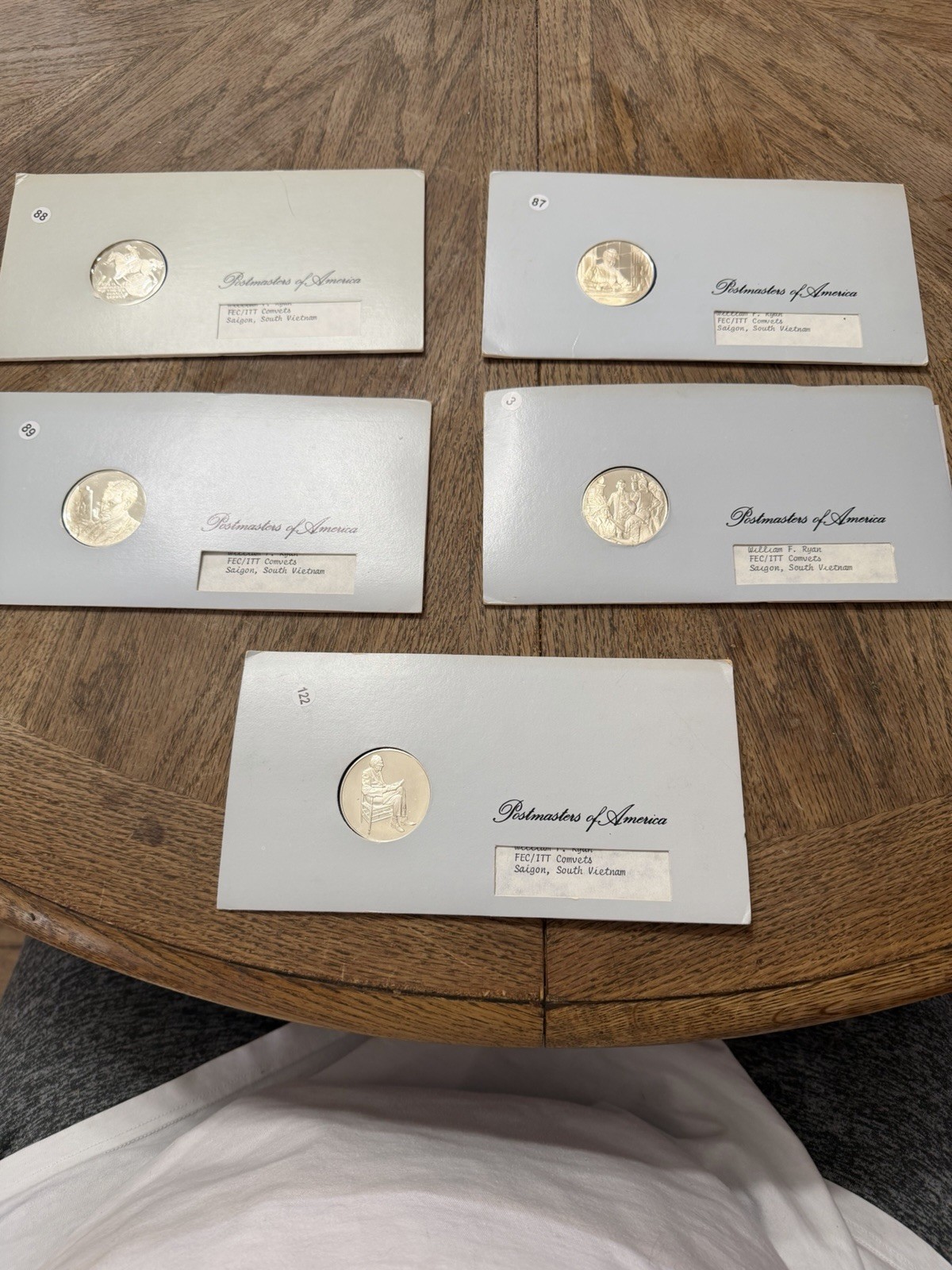(5) postmasters of america medallic first day covers.