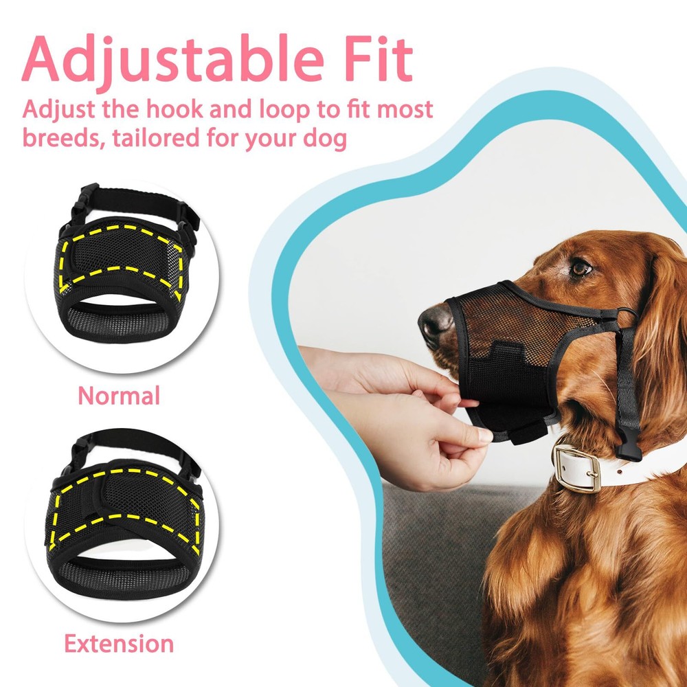 Dog Muzzle Mesh Dog Muzzle for Large Medium Small Dogs Soft Muzzles for Bitin...