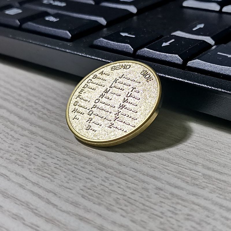 CW Morse Code Decoder Chart Medal Commemorative Bronze Alloy Steel Coin Gift