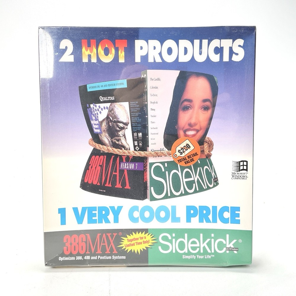 386MAX Version 7 & Sidekick Microsoft Windows Compatible Factory Sealed