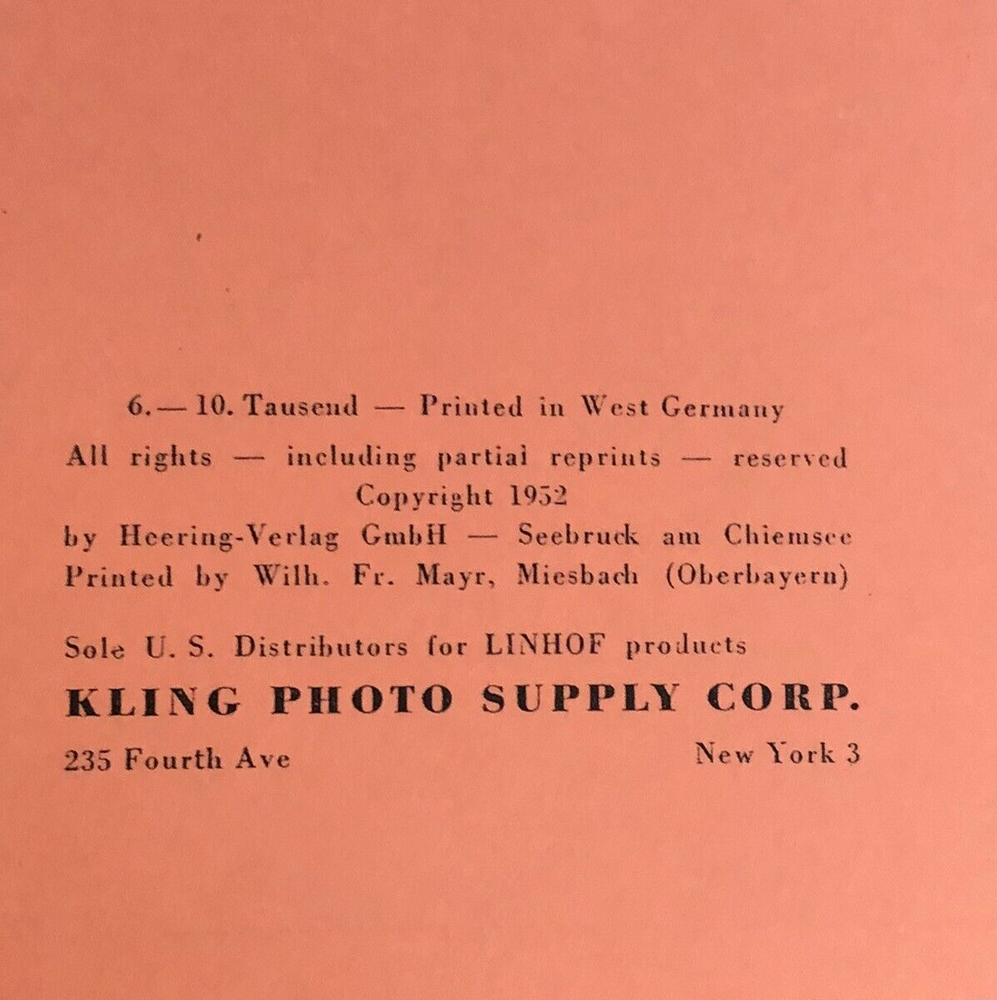 Vintage Linhof Camera Guide by Dr Otto Croy Comb Binding 1952
