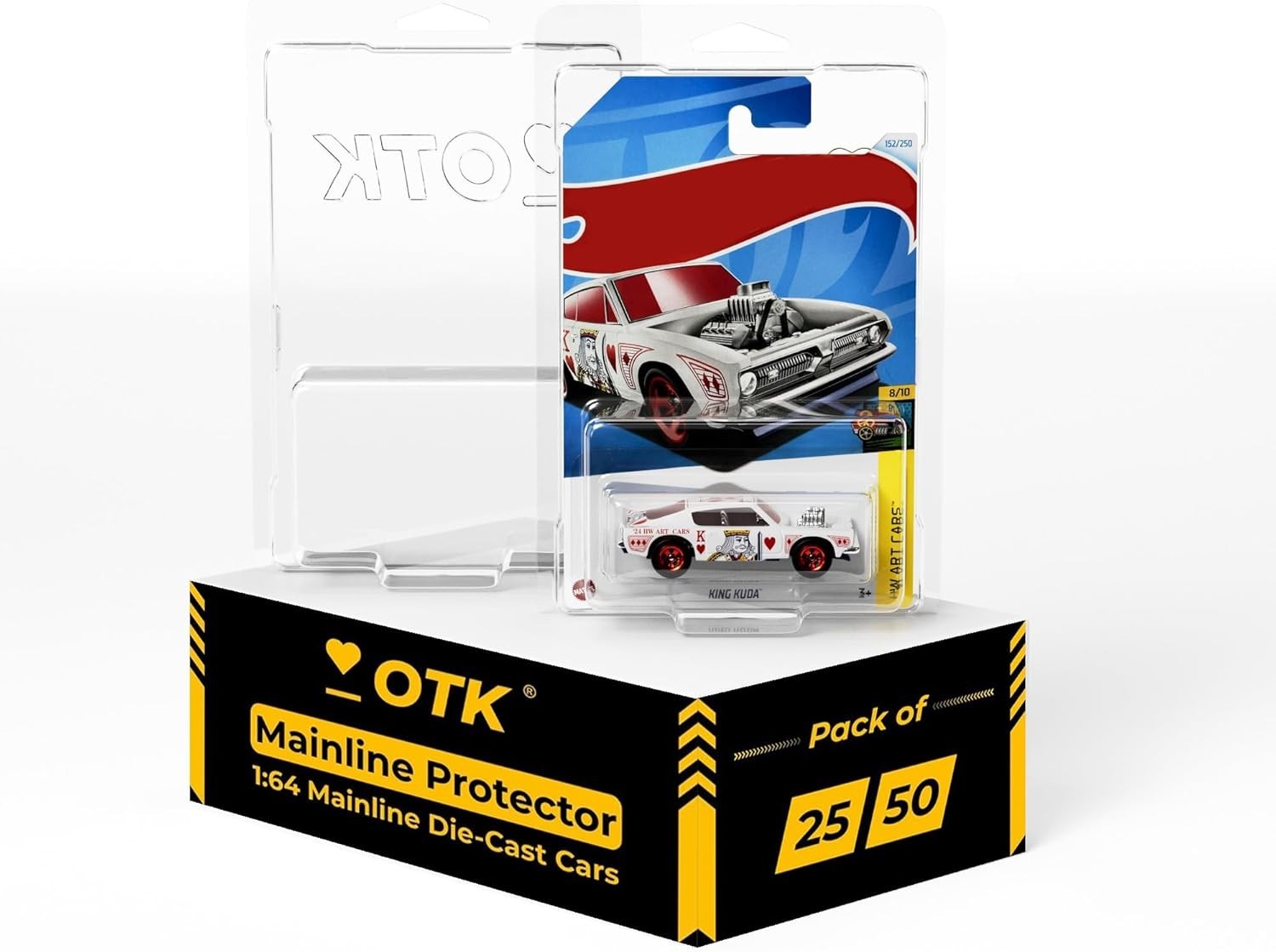 OTK 0.8mm (30mil) Heavy Duty Mainline Protector Case for Hot Wheels 50-Pack
