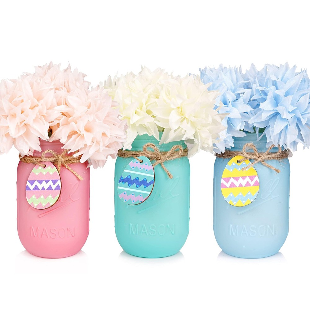 Easter Decorations, Easter Mason Jars Decoration, Easter Farmhouse Decor Dinn...