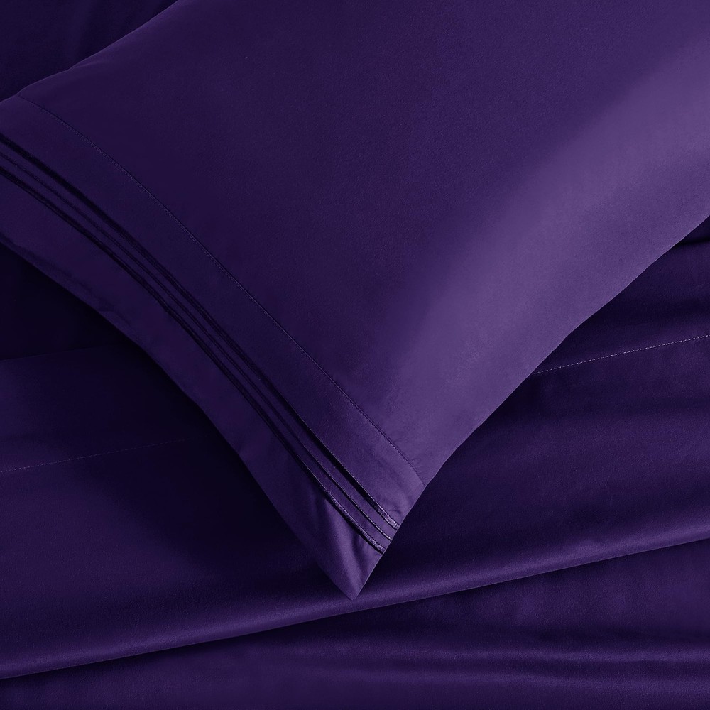 Manyshofu King Size Extra Deep Pocket Sheets 1800TC Microfiber Purple