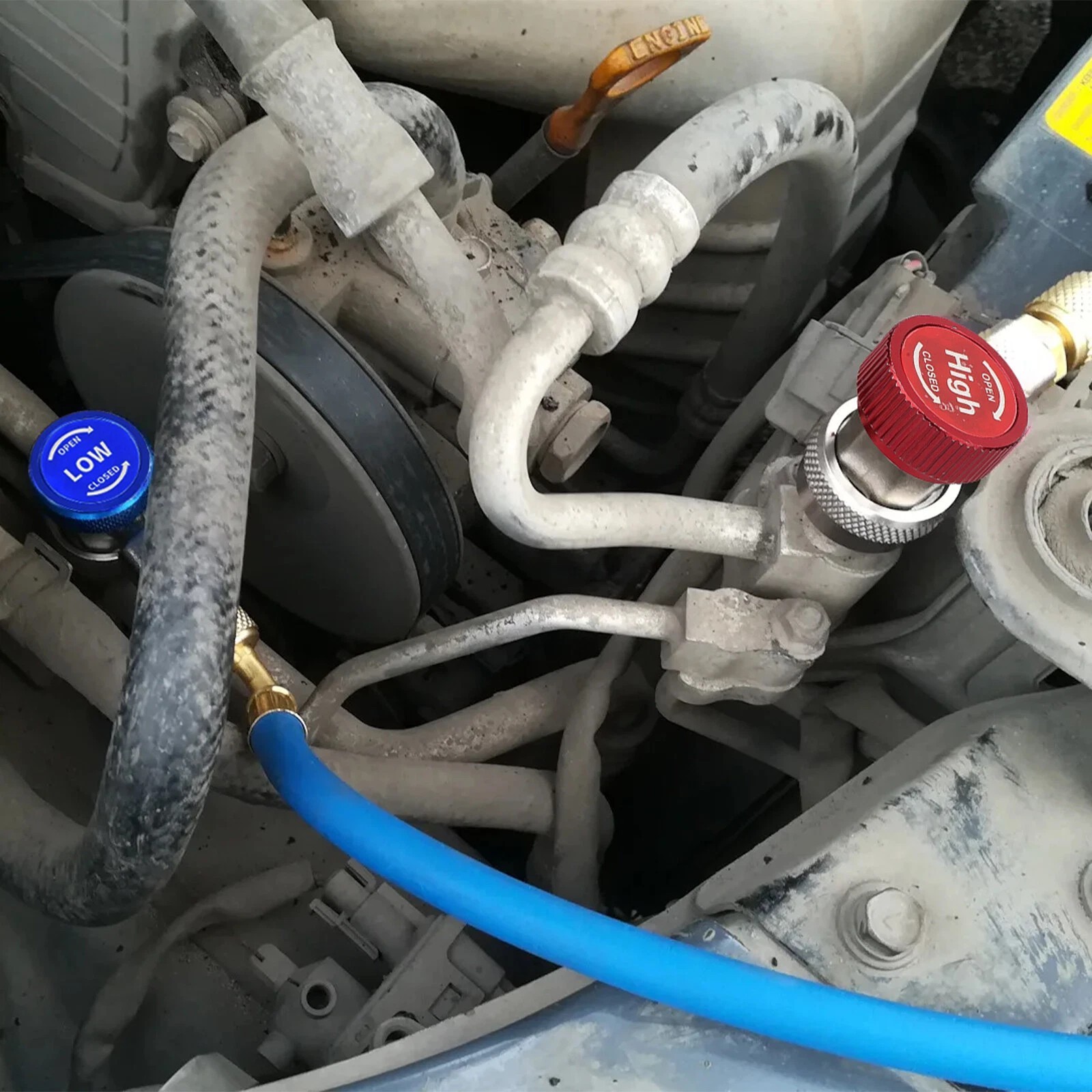 R134A Quick Coupler Adapter 1/4" Flare 2x HP & LP Connector for Car AC System