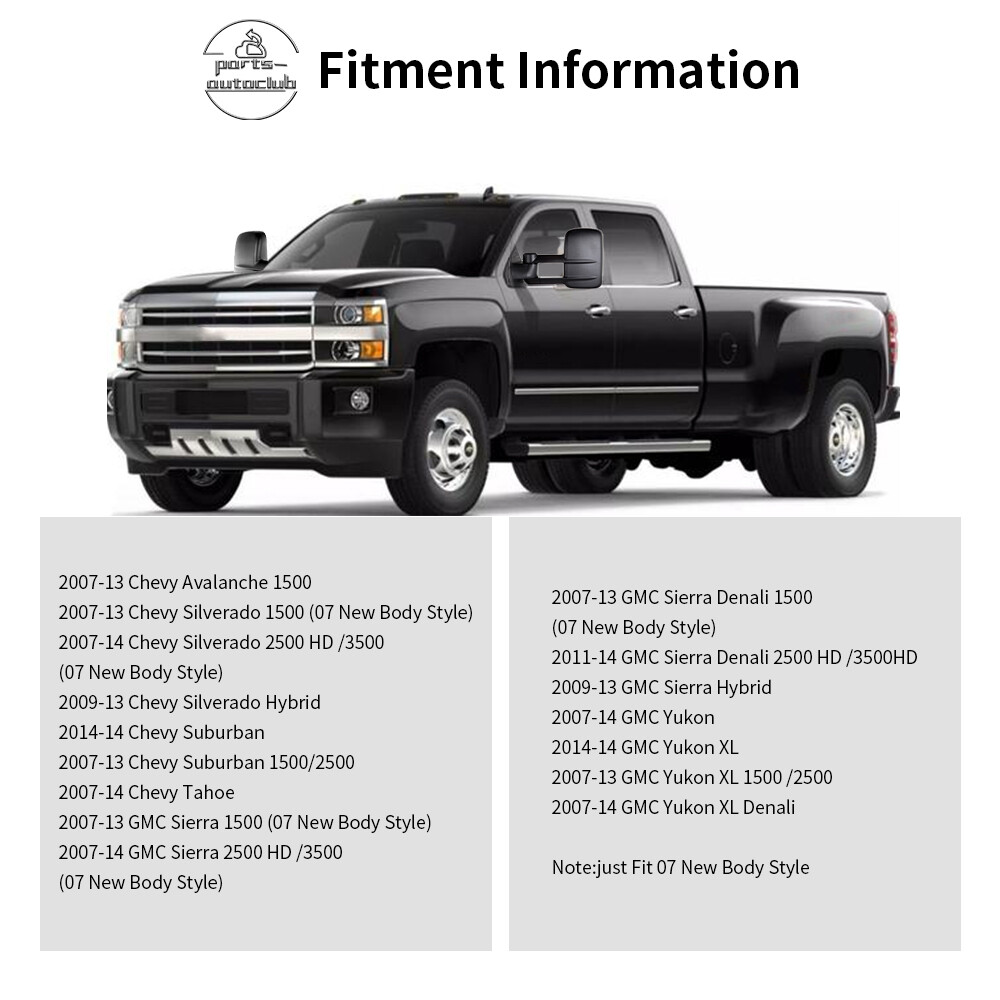 Power Fold Memory Heated Puddle light Arrow Signal Mirrors Fits 07-14 Chevy GMC