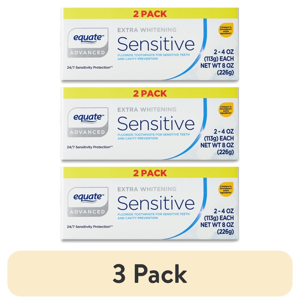 Equate Sensitive Toothpaste Extra Whitening 4oz 2 Pack Advanced (6 Total) 6
