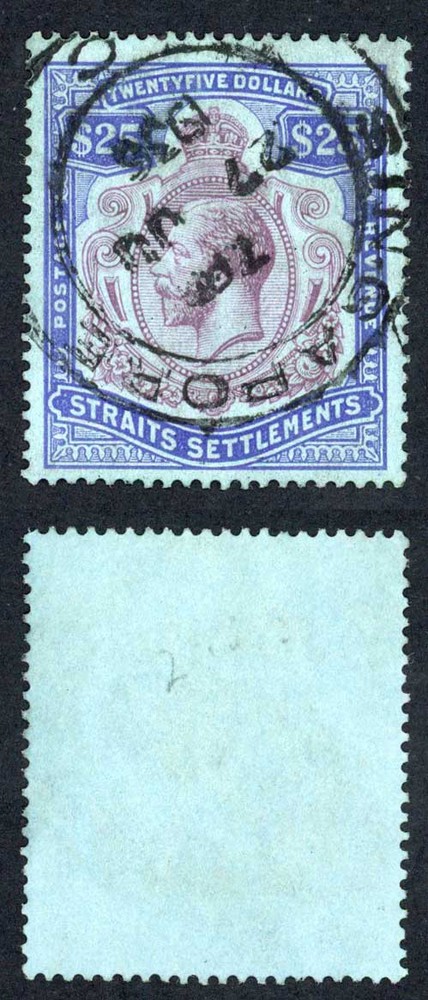 Straits Settlements SG240b 25 Dollars Wmk Mult Script CA Cat 200 Pounds