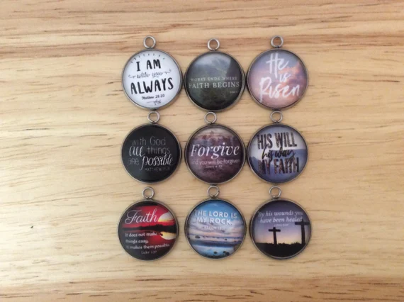 Bible Verse Charm Pendants for Making Jewelry