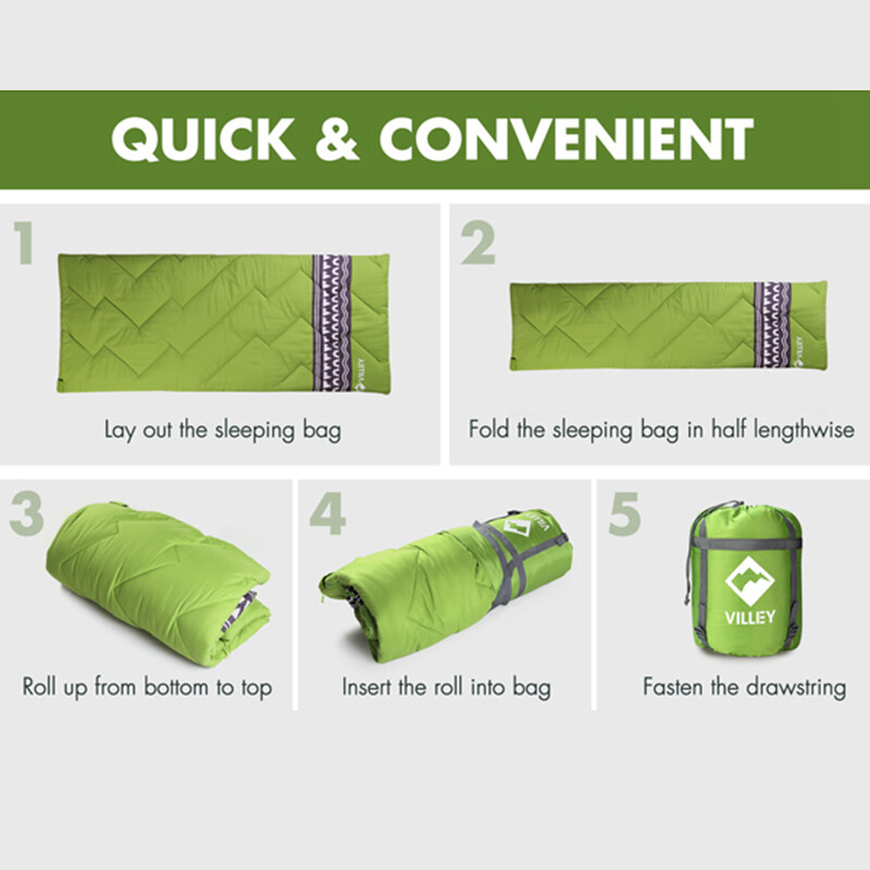 VILLEY Camping Sleeping Bag Lightweight Backpacking Sleep Bag w/Compression Sack