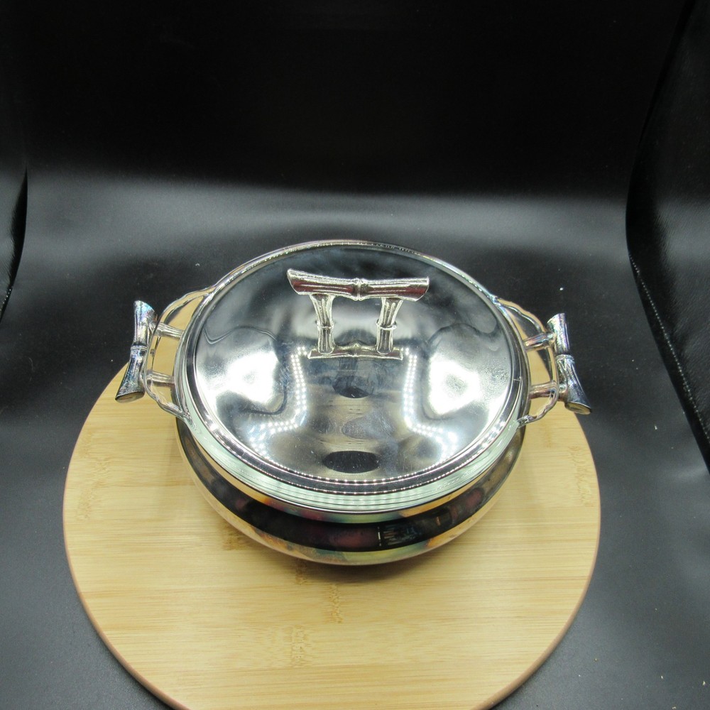 Silver Plated Dinner Serving Bowl With Glass Anchor Hocking Fire King Insert