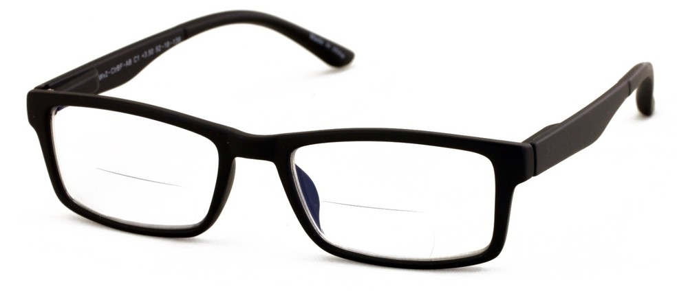 Men’s Matte Lightweight Rectangular Bifocal Readers - Anti Blue Reading glasses