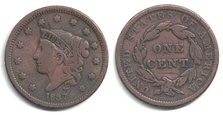 A Nice-looking, Problem Free 1837 Large Cent in Circulated Condition