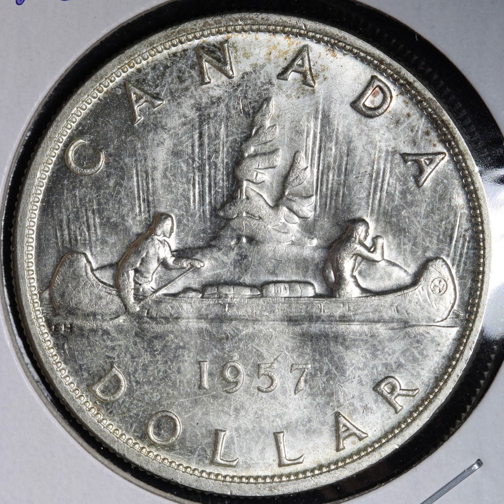 1957 Canada SILVER One Dollar E394 USJHP