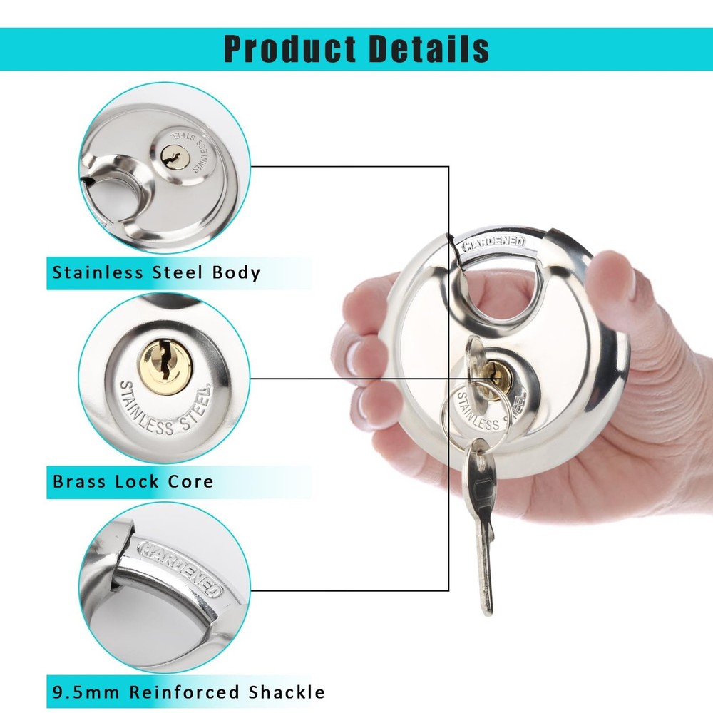 10Pack Disc Locks Keyed Alike, 2-3/4"(70mm) Storage Locks for Storage Unit, O...