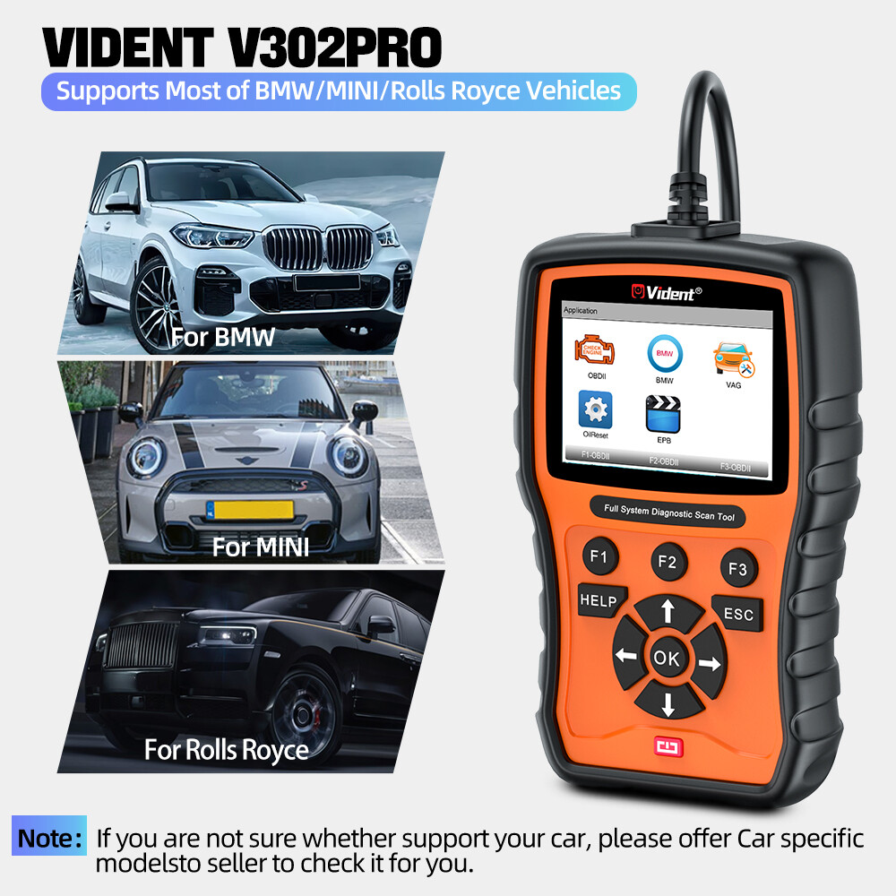 Vident V302Pro Code Reader For BMW All System Diagnostic Tool 14+Reset Oil Reset