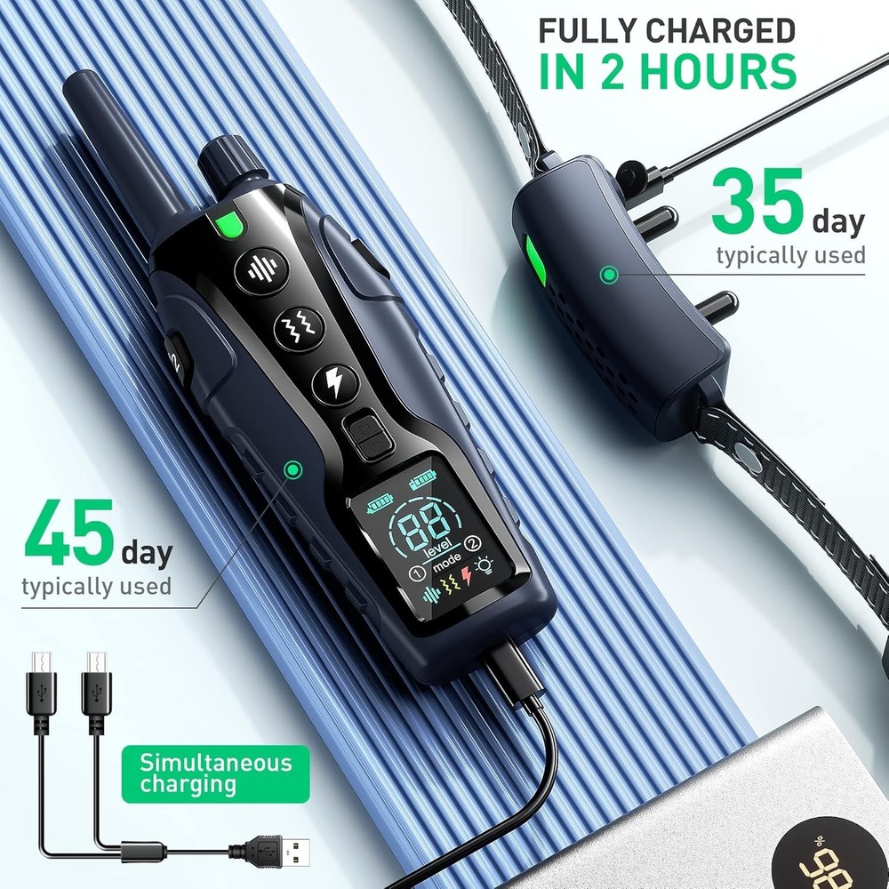 4500FT Dog Training Collar with Remote - Waterproof e-Collar (4 Modes)