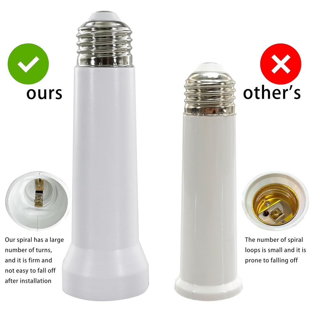 Light Socket Extender, E26/E27 Light Bulb Socket Extender Standard Medium Base,