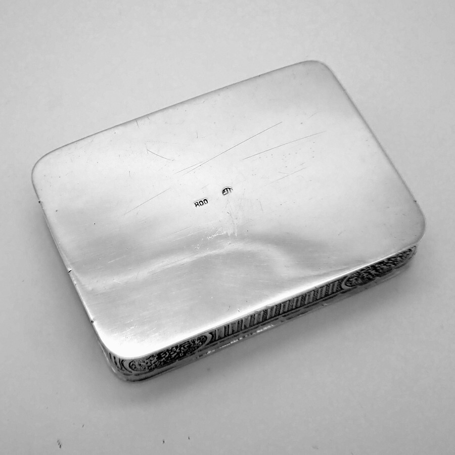 Rectangular Pill Tobacco Box German 800 Silver Hanau