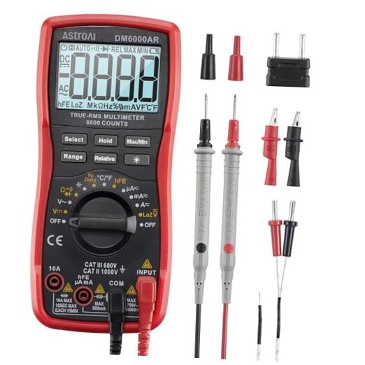 Digital Multimeter TRMS 6000 Counts Volt Meter Ohmmeter Auto-Ranging Black