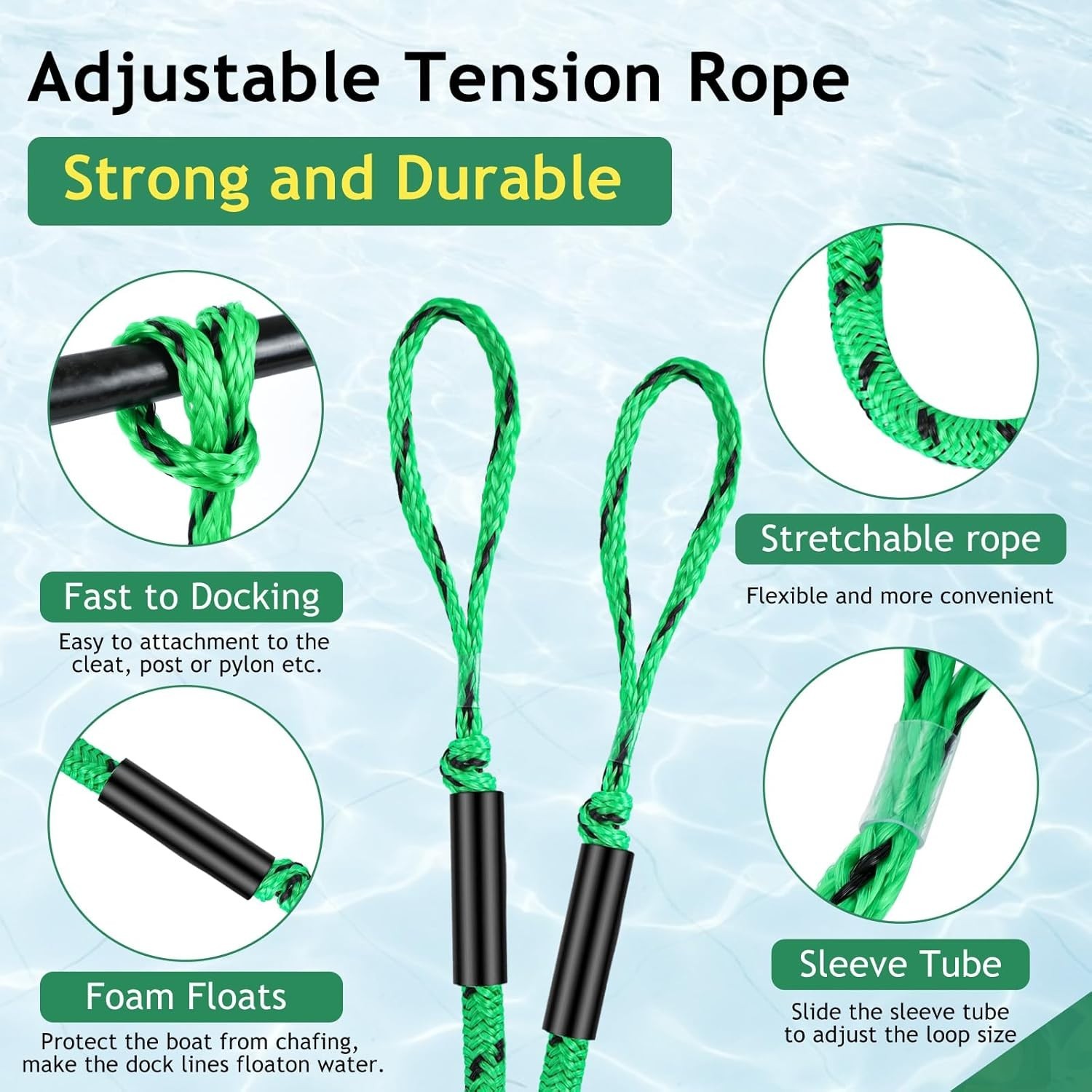 4 Pack Marine Bungee Dock Line Boat Mooring Rope Anchor Cord Stretch Line Us