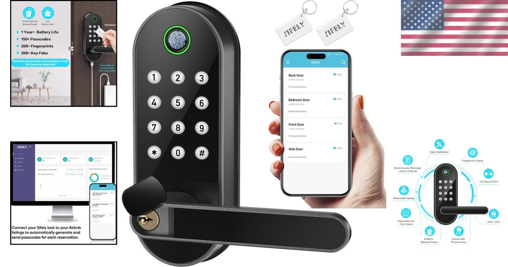 Bluetooth Keyless Entry Handle Lock for Rental Properties