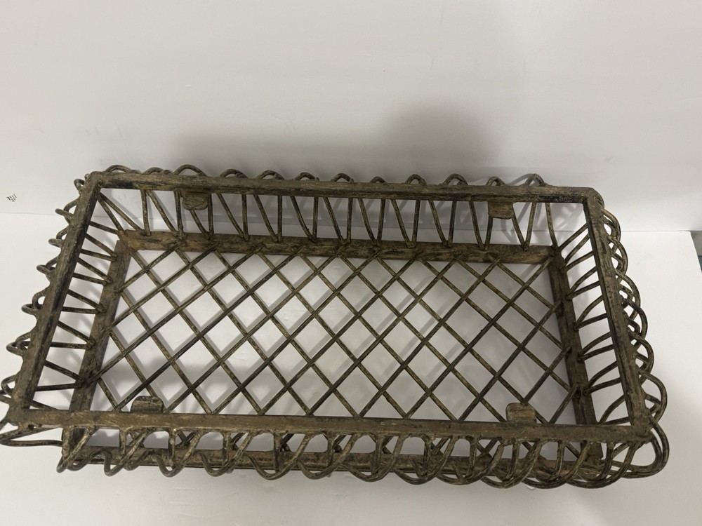 Large Rustic Cast Iron Open Work Basket With Lid
