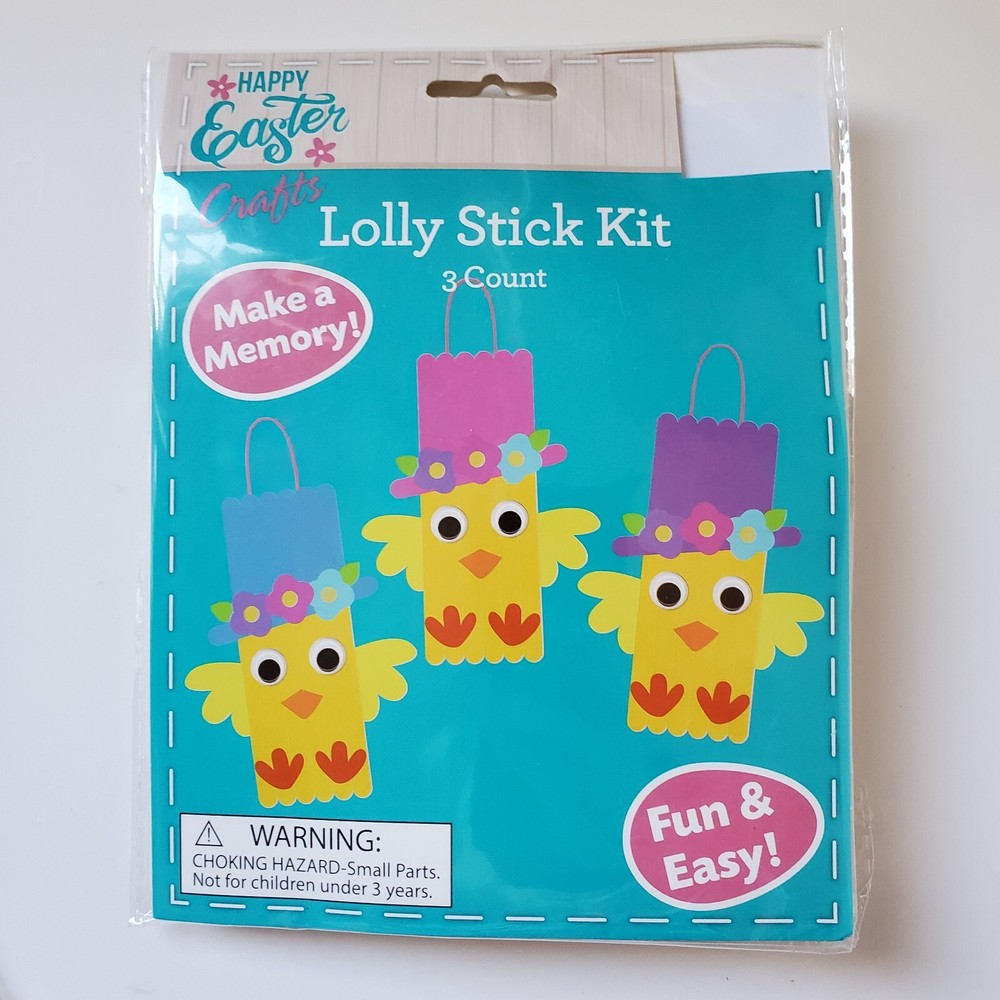 5 Lolly Stick Kit Easter Chicks 3 Each Stuffer Class Easy School Craft Activity
