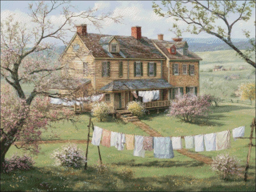 Spring House - Chart Counted Cross Stitch Patterns Needlework DIY DMC Color