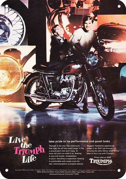 1968 TRIUMPH BONNEVILLE T120R Motorcycle DECORATIVE REPLICA METAL SIGN