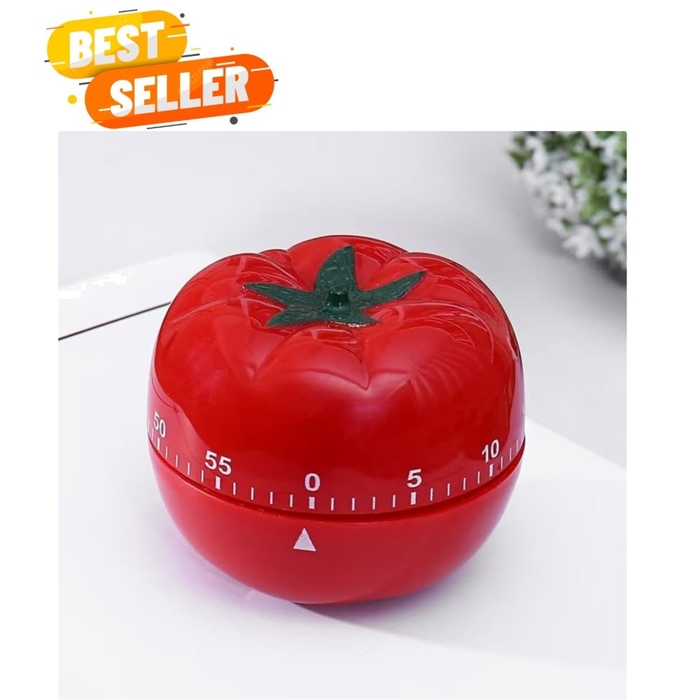 Effortless 60-Minute Kitchen Timer in Stylish Red - No Batteries Needed