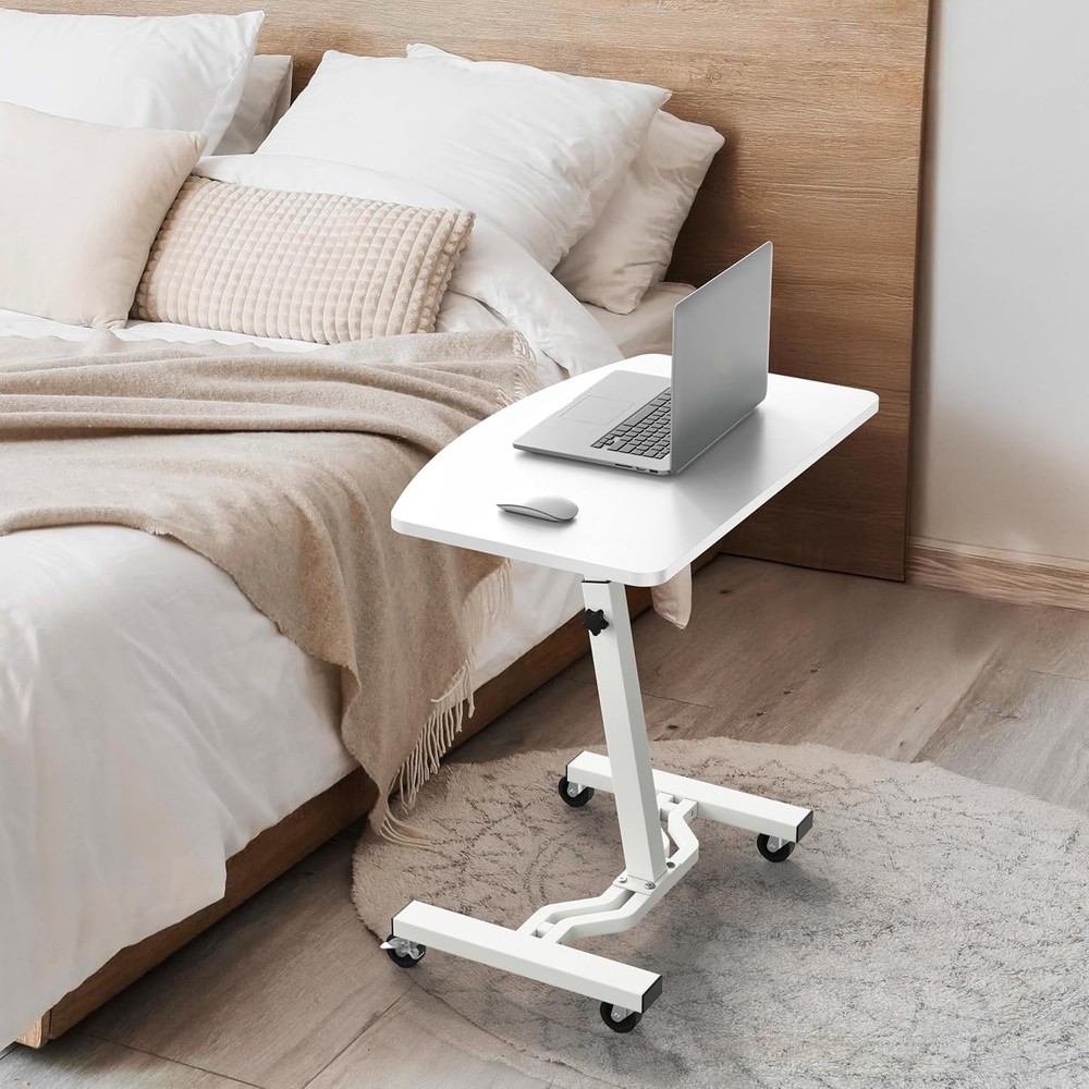 Versatile Mobile Rolling Cart - Height Adjustable White Dining or Office Use