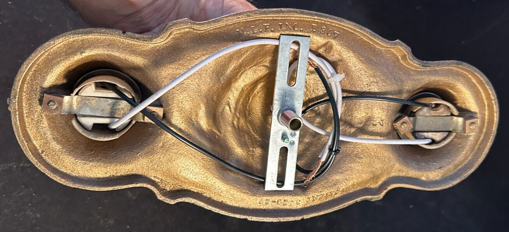 1920-30s cast Iron 2 light flush mount light fixture