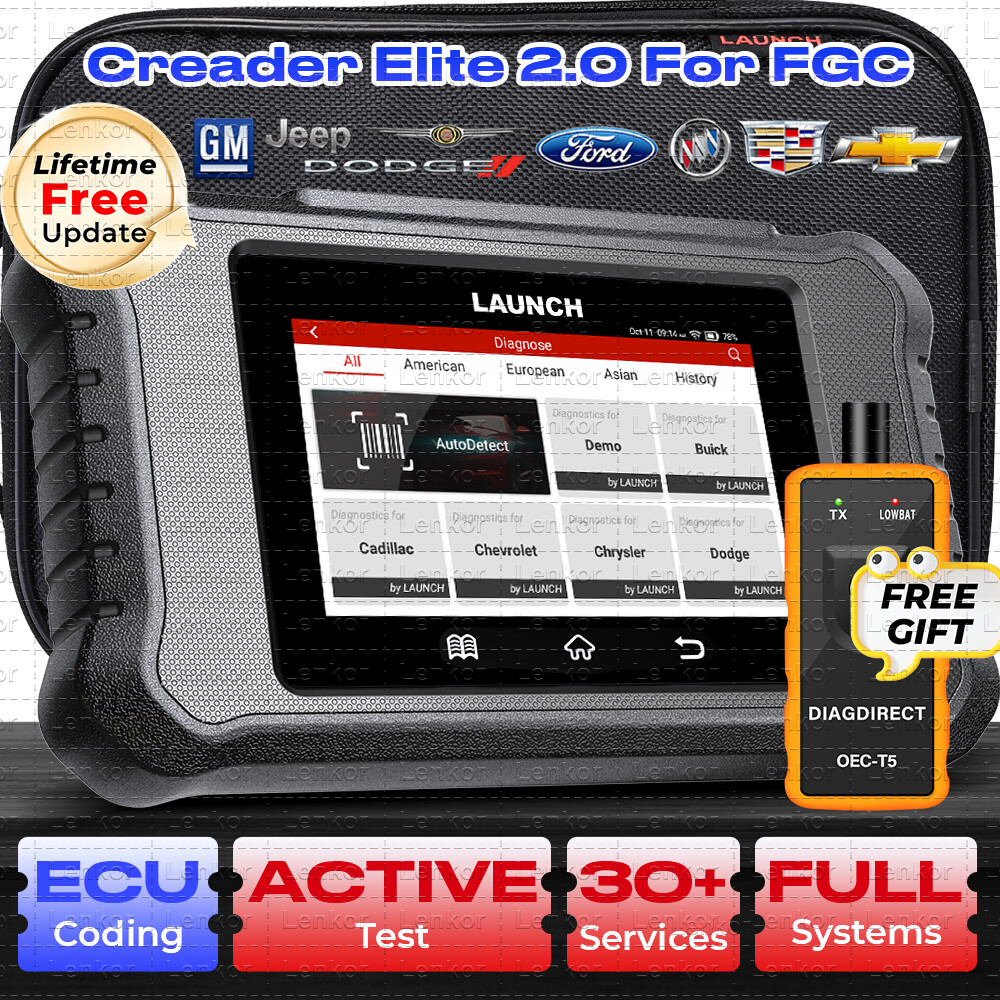 LAUNCH X431 Creader Elite 2.0 FGC Coding Scanner Diagnostic for Ford/GM/Chevy